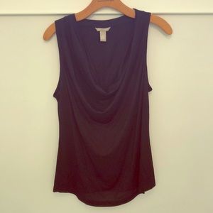 Banana Republic black tank with rouched low collar